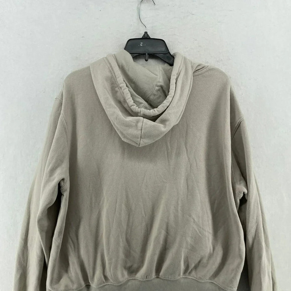 Divided by H&M Jacket Women's Sz L Nude Beige Hooded Drawstring Pullover Fleece - Picture 9 of 12
